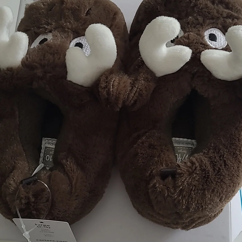 Carter's Raider Moose Slippers Toddler 9/10 NWT